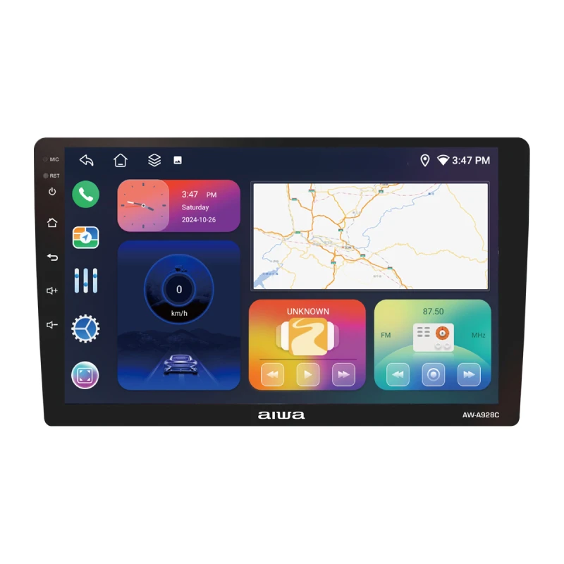 Radio Multimedia para Auto AIWA QLED 9" 2 Din Android 11 con Carplay, Android Auto y 4G | AW-A928C
